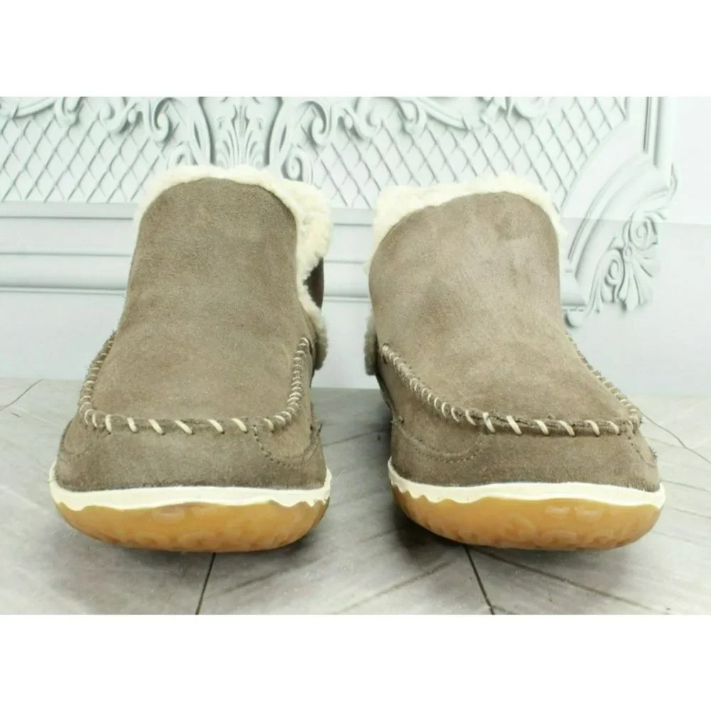 LL Bean Gray Suede Slip On Mountain Moccasin Slippers Boot Size 7 M - Picture 4 of 9